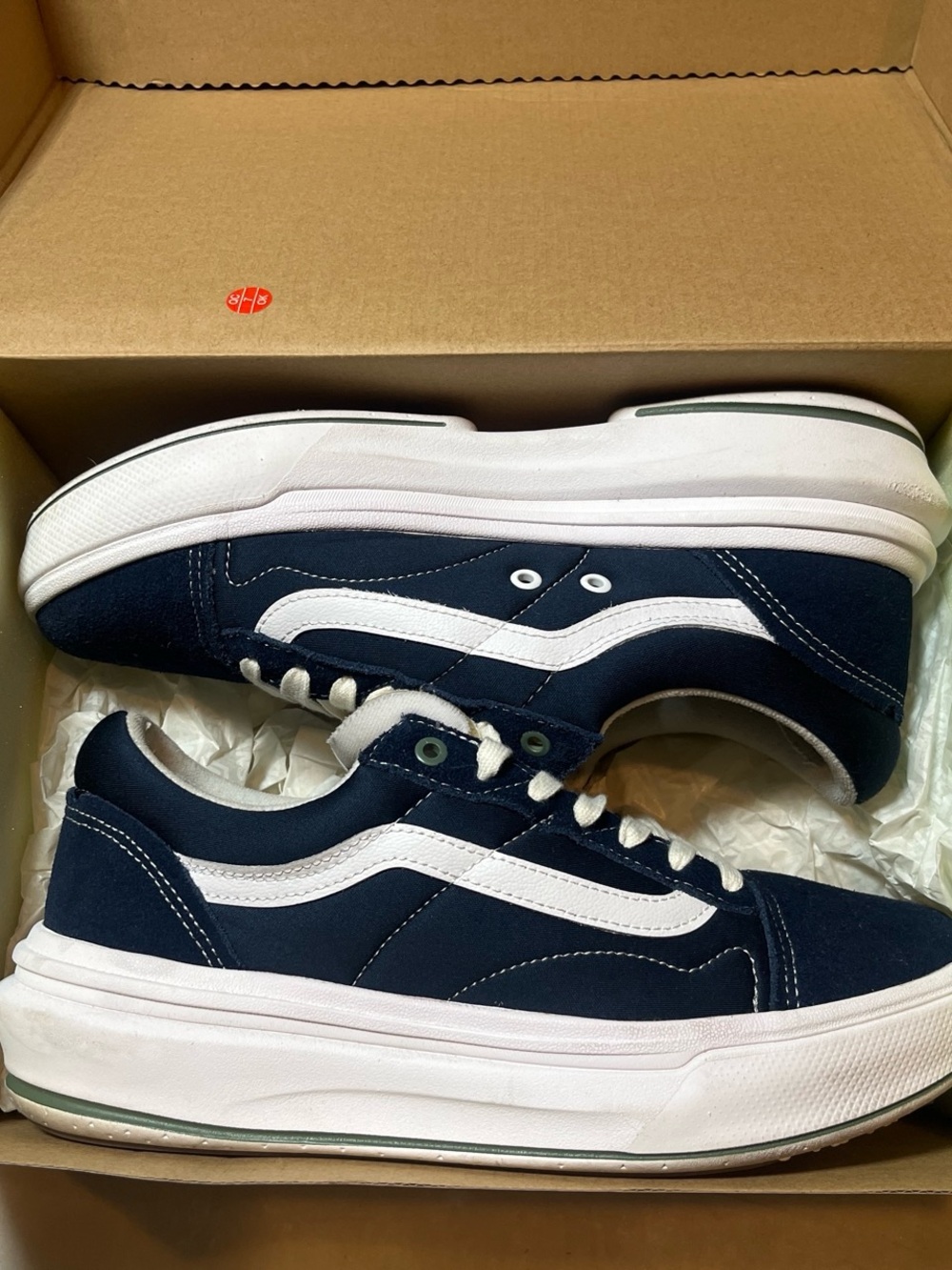 Vans Men's Navy Old Skool Over Sneakers with White Stripe